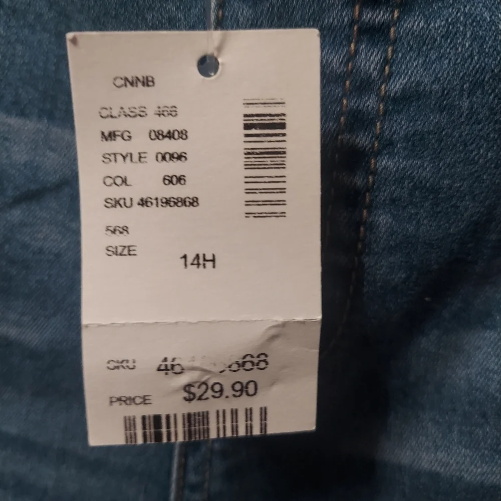 Justice NWT Girls Size 14 1/2 Jeans with Patcwork Detail